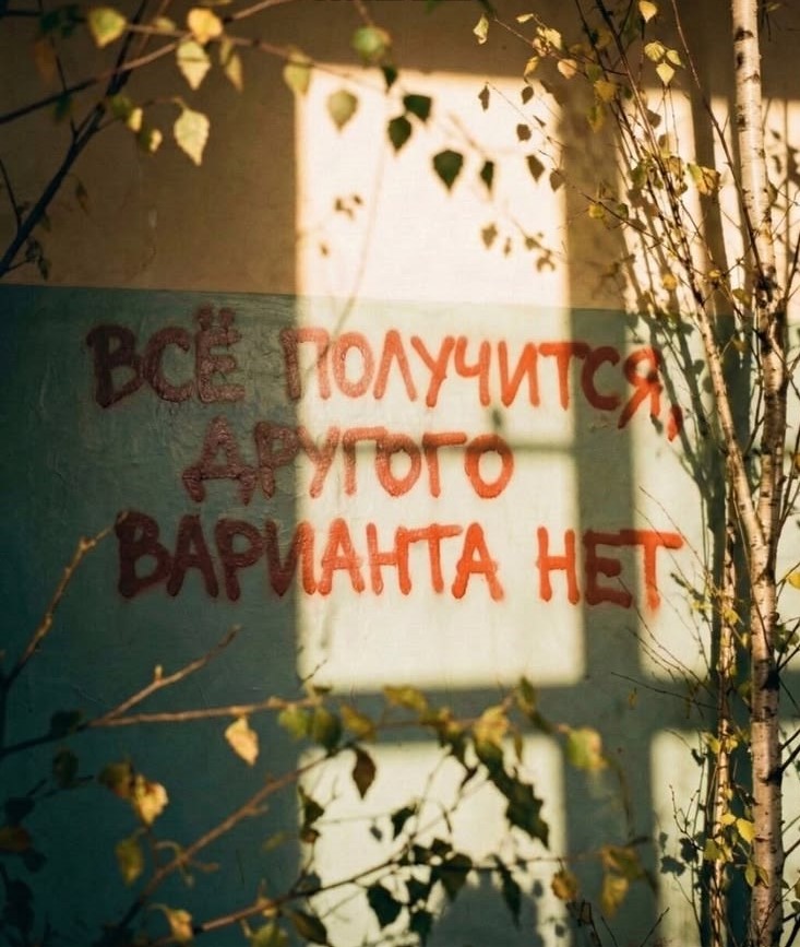 Надпись на фотографии: «Всё получится, другого варианта нет»